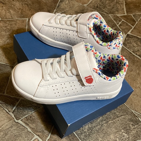 New in Box K-Swiss LITTLE KIDS COURT CASPER VLC WHITE/DINO Sz 12 - Picture 6 of 12